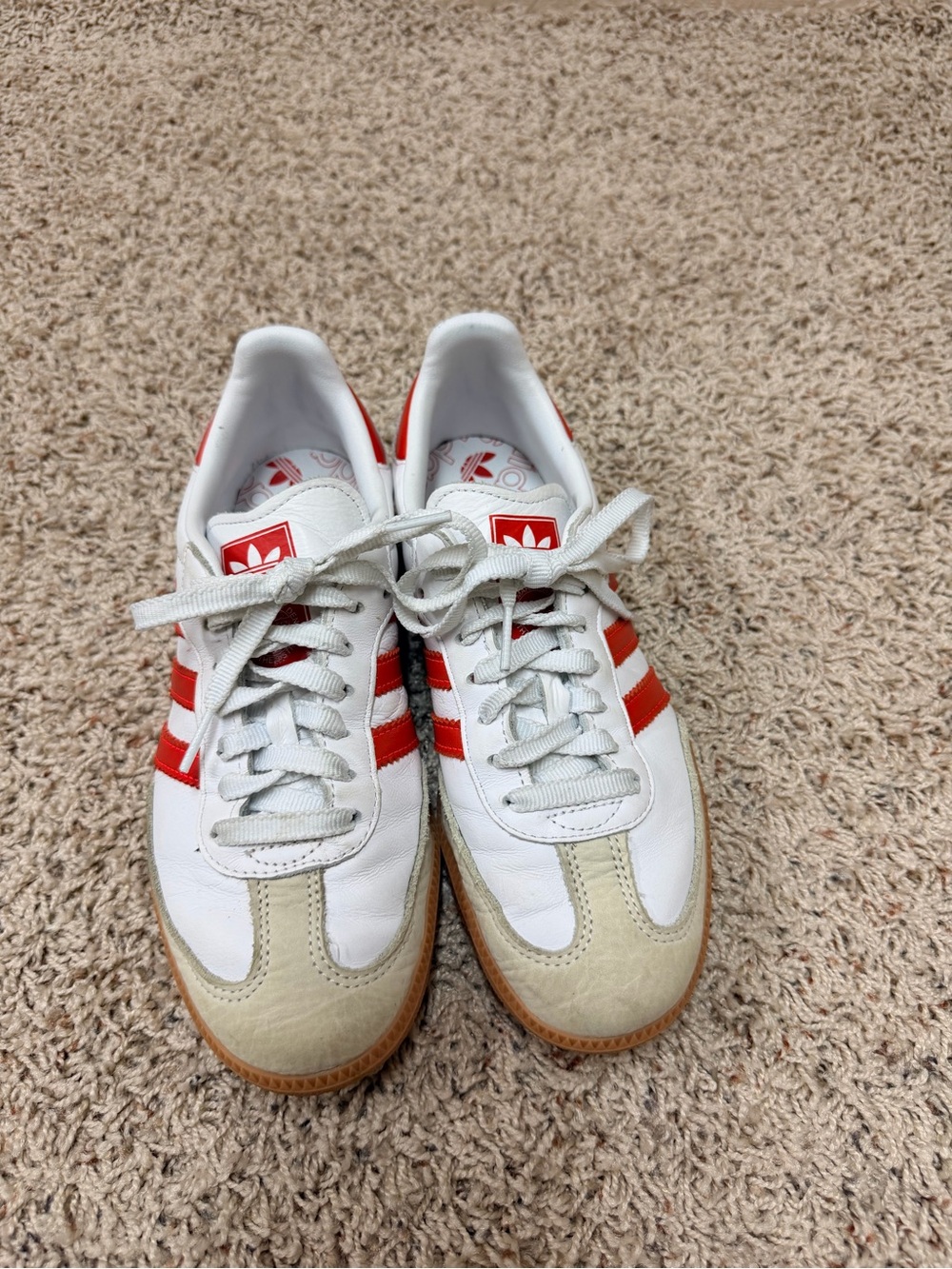 adidas White Leather Sneakers with Red Stripes - Picture 6 of 7